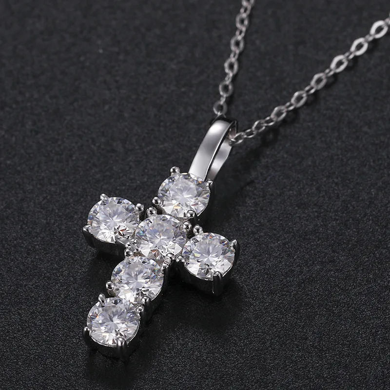 Top Icy Premium Quality 925 Sterling Silver with Moissanite Pendant Iced Out Full Diamond Cross Pendant Past Diamond Tester