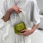 Pearl Leather 2021 Crocodile Pattern Luxury Pearl Chain Women Shoulder Bag Pu Leather Mini Coin Purse