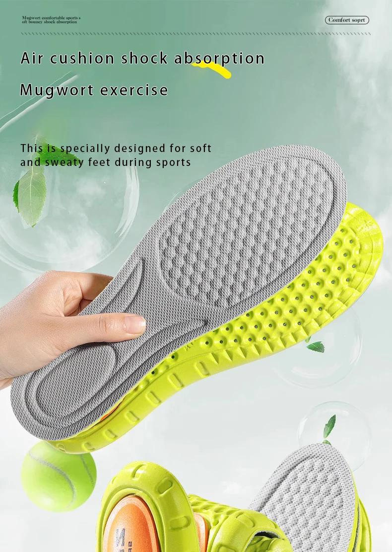 Mugwort Deodorizing Sports Insoles PU Air Cushion Shoe Pads Mugwort Deodorizing Sports Insoles PU Air Cushion Shoe Pads