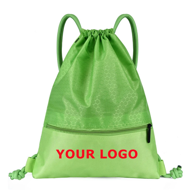 Personal Customize Women Drawstring Bag Child Backpack With Print Logo Custom Book Bag DIY School Bags Shoe Pocket