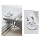Ring S925 2 Circles Ring S925 Sterling Silver Main Material Trendy Fashion Ornament