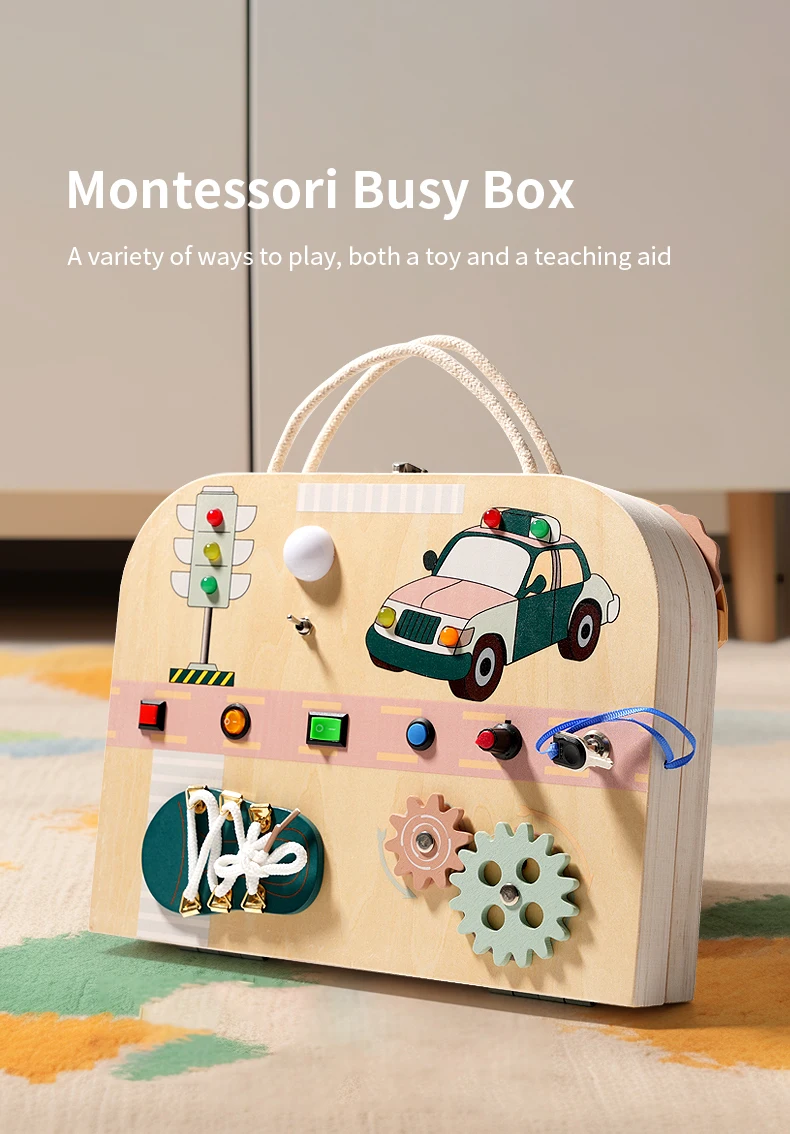 Neues Montessori-Aktivitätsbrett für Kinder, pädagogisches sensorisches Spielzeug, frühe pädagogische LED-Licht-Beschäftigungsbox für Kleinkinder, Geschenkdetails