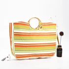 Natural Wood Handle Natural Cotton Canvas Shopping Tote Bags Reusable Tote Bags