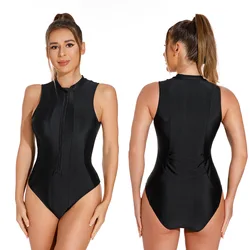 Wetsuit Women One-piece Sleeveless Front Zipper Snorkeling Swimsuit Women Sports Swimwear Easy On/Off Sexy