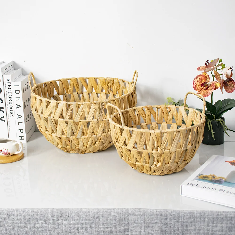 HUAYI wicker basket Water Hyacinth Handwoven Baskets Storage Baskets with  Handles