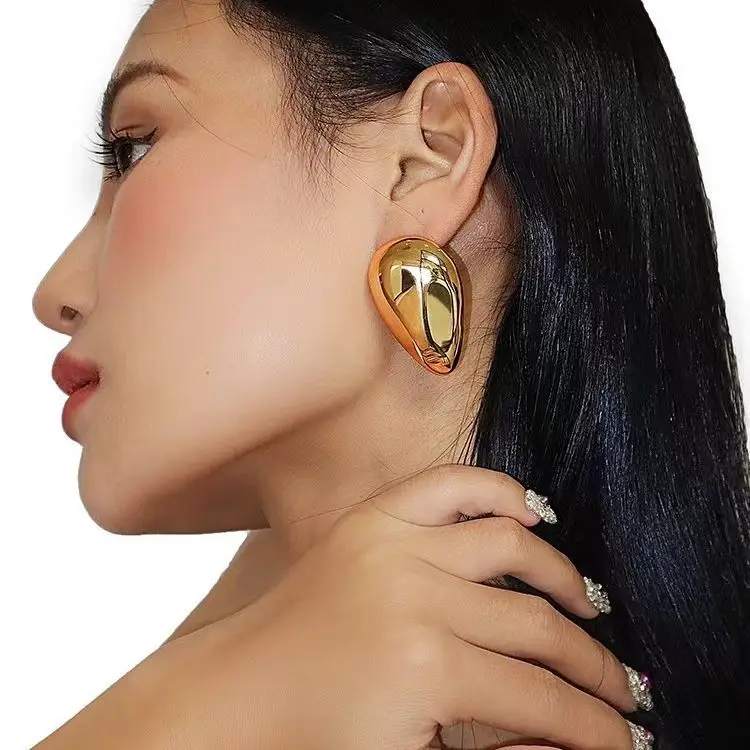 Hot sales gold plated polish big size drop tear shaped earrings for women