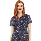 Blouse Tops Top Mesh Print Lapel Blouse Women Tops Single-Breasted Short Woman Shirt Top Casual T111225