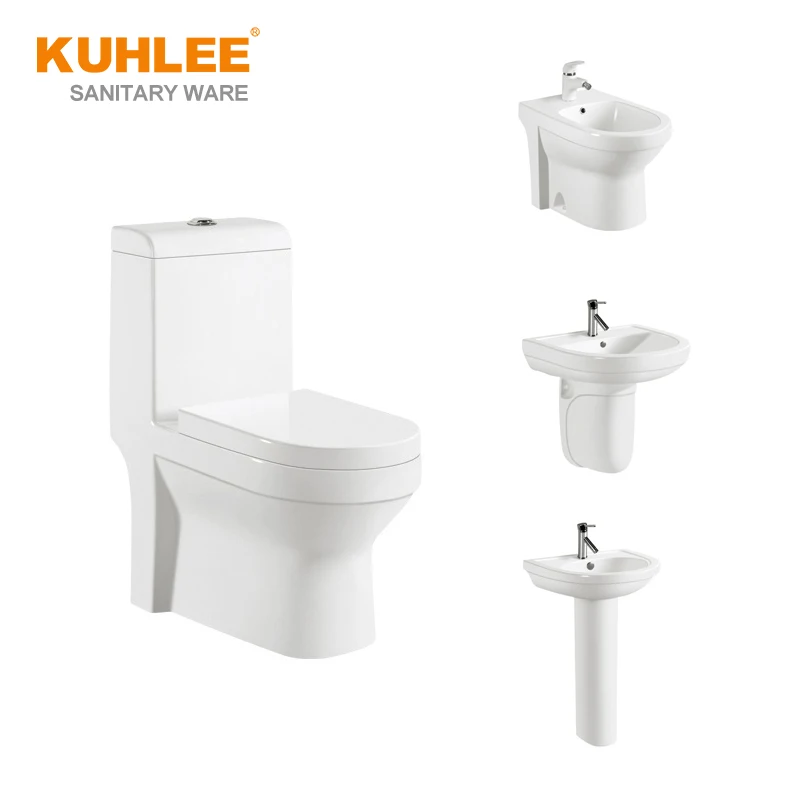 High Quality China Manufacture Modern Sanitary Ware Bathroom Wc Set Washdown One Piece Color Toilet Set