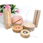 Wood 2021 USB Cable Control 3D LED Illusion Acryl Round Oval Lmpara Wood Wooden Night Light Lamp Base For Acrylic