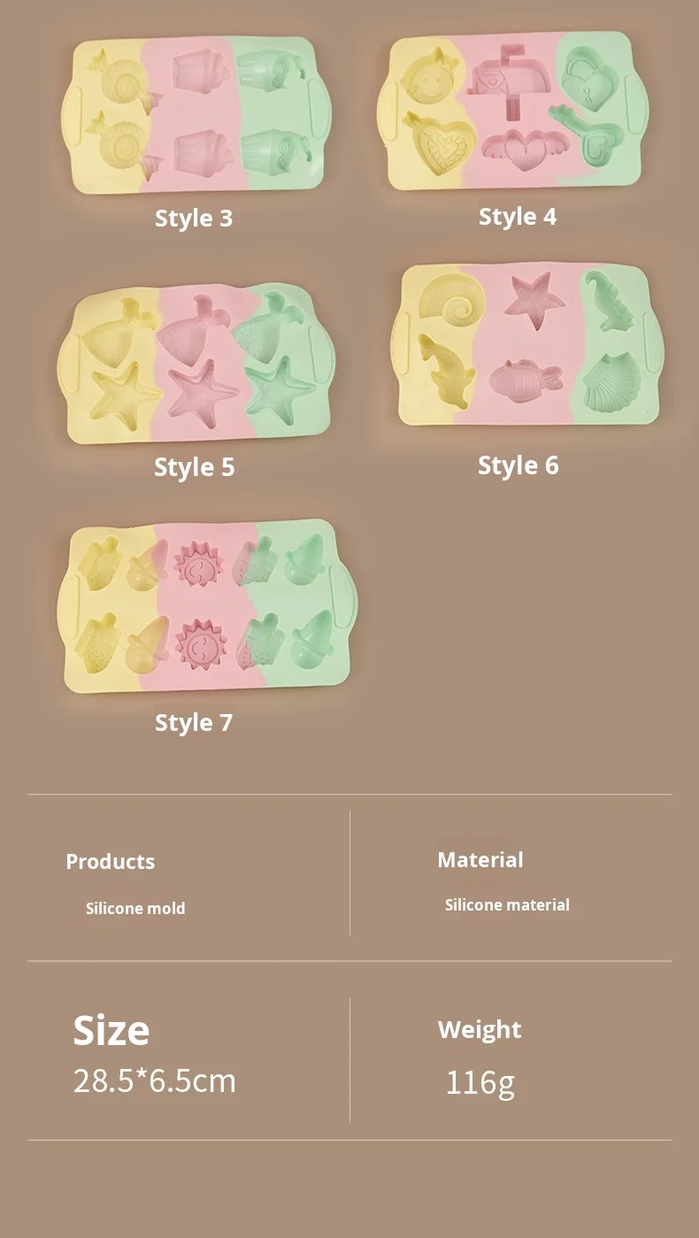 High-Temperature Resistant 6-Grids Silicone Mold Color-Matching Cake Tools for Baking Biscuits and Pudding for DIY manufacture