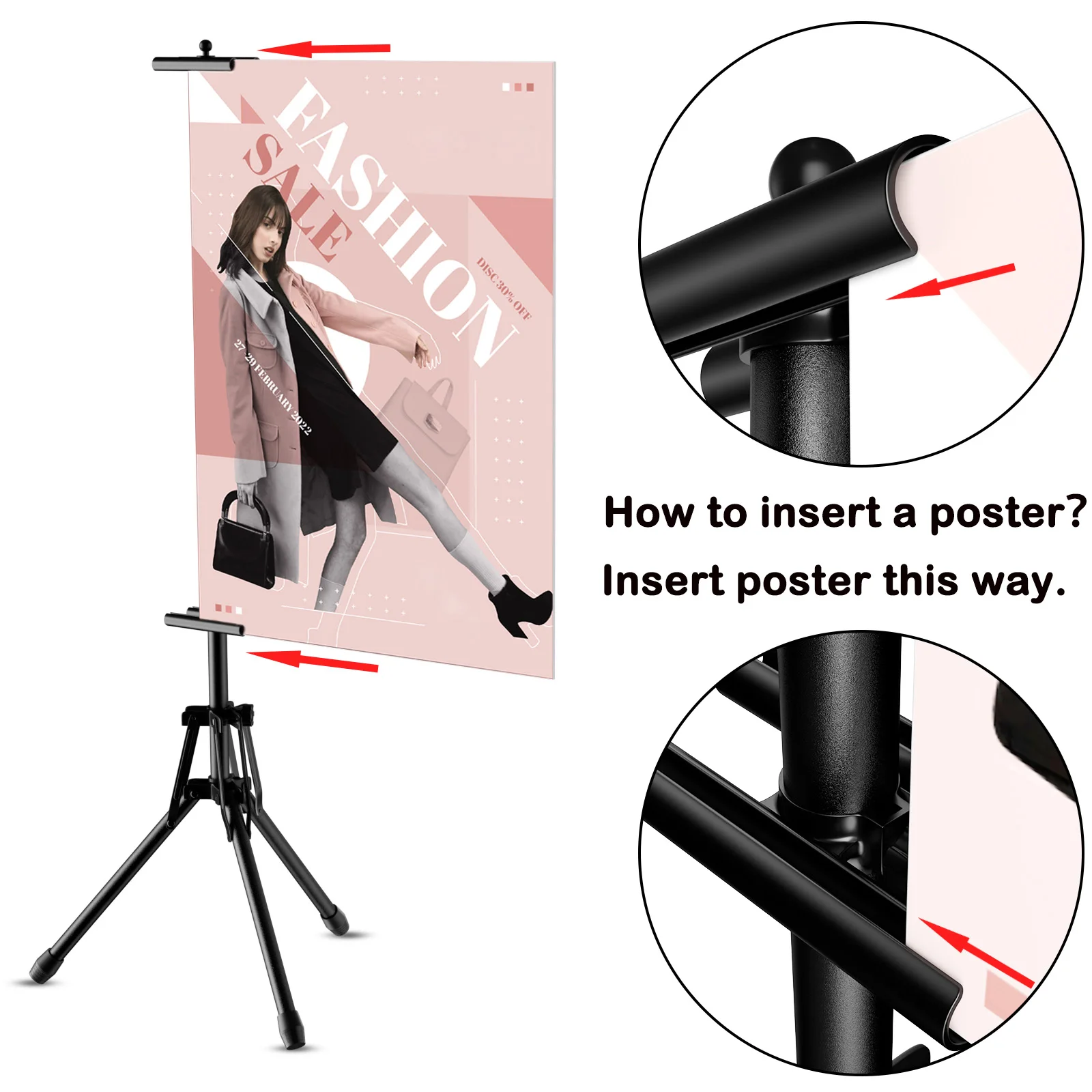 Cydisplay Tripod Poster Stand Retractable Poster Banner Display