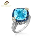 Citrine Ring Rings Luxury Men's Anillos Cushion Cut Yellow Citrine Zircon Halo Brown Zircon Gold Vemeil Engagement Ring
