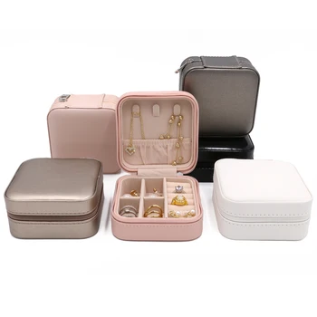 Hot Sale Portable Jewelry Storage Case PU Leather Small Travel Jewelry Boxes