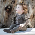 Baby Custom Organic Cotton Baby Romper Long Sleeve Plain Boutique Baby Footed Pajamas