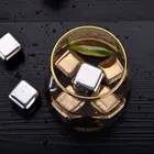 Ice Wholesale Reusable Custom Engraved Clear Gold Stainless Steel Cubes Ice Chilling Stones