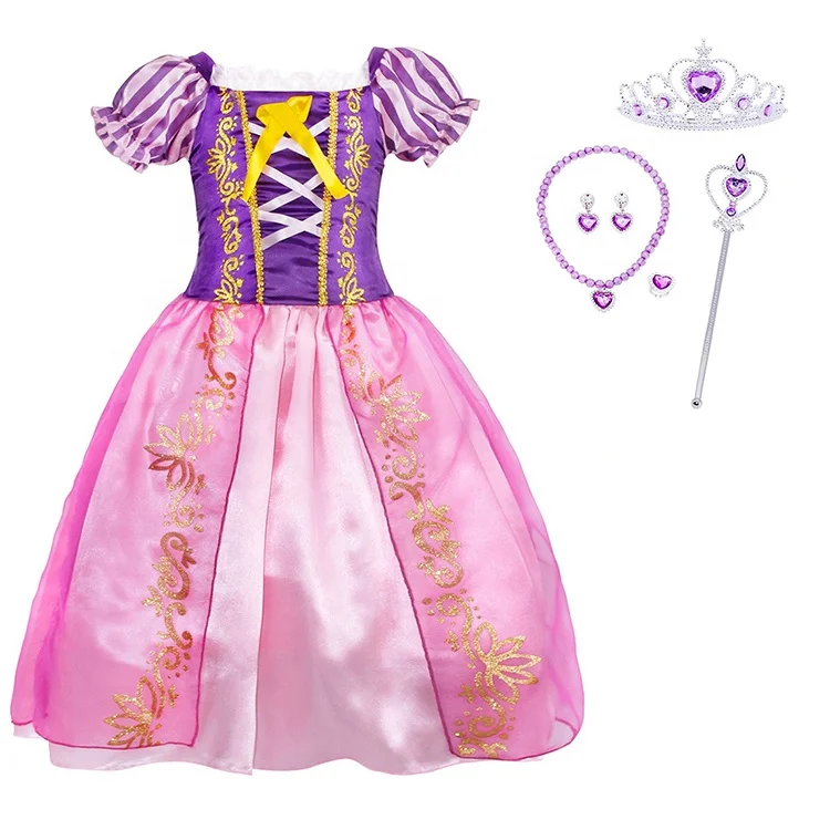 Rapunzel Cotton Dress,Princess Rapunzel Costume,Toddler Princess Dress,Birthday Princess Clothes