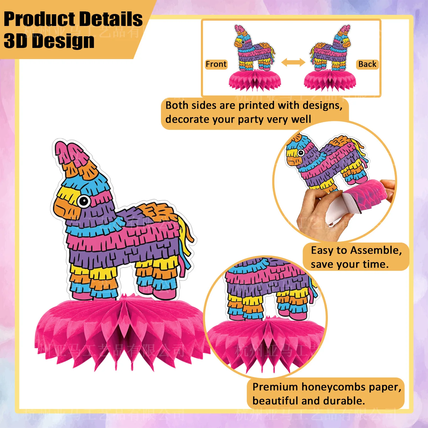 Mexican Party Decorations Honeycomb  Cactus Alpaca Pinata Mexican Carnival Theme Summer Paper Honeycomb Table Pendant