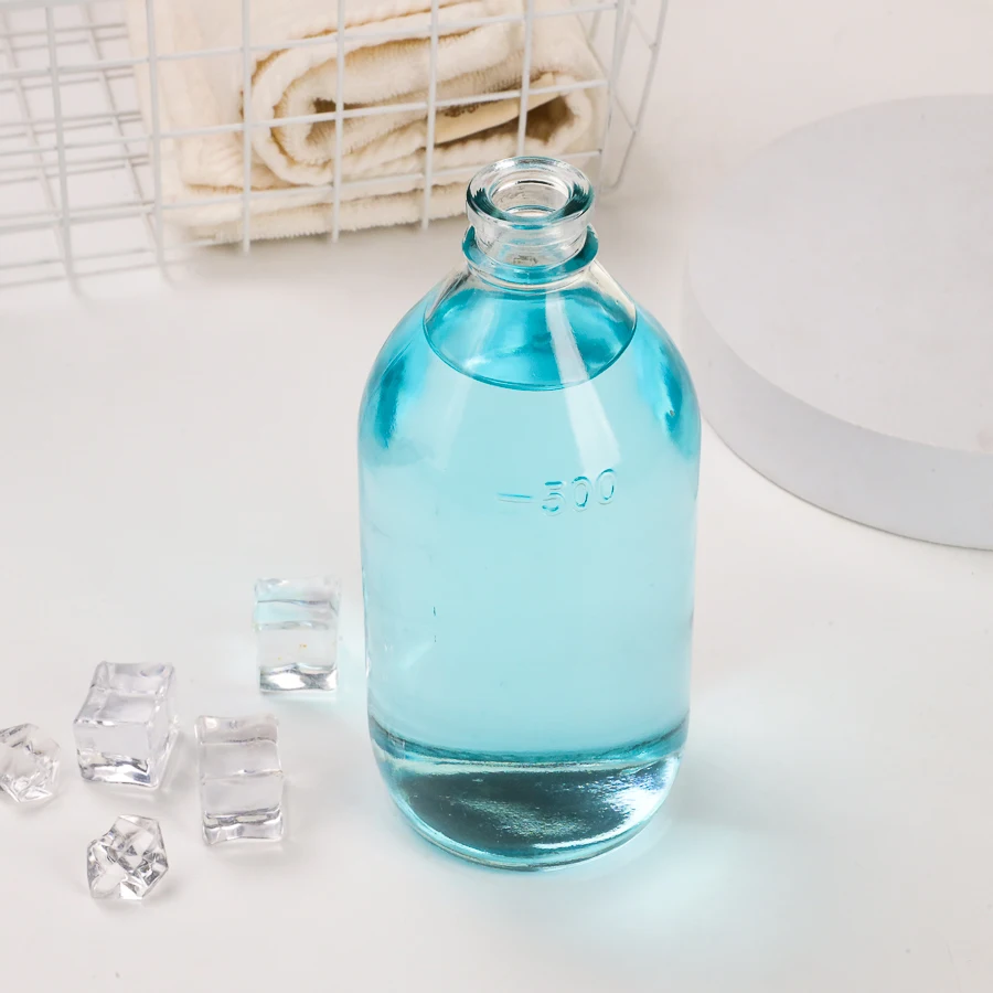 Clear Pharmacy Oral Solution Syrup Storage Bottle Round 550ml Medicine Liquid Glass Injection Bottle with Rubber Stopper Lid