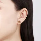 Diamond Earrings Gold Rose Jewelry Women's Diamond Earrings 18K Pure Gold Real Gold Earrings