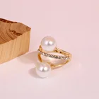 Gem 2021 New Alloy Gem Smooth Ring Wedding Party Jewelry Pearl Lady Ring Set 4 Piece Set