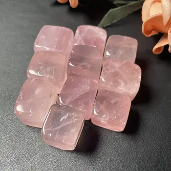 High quality natural rose quartz cube rock stones dark pink quartz rose quartz square healing stones for souvenris gifts