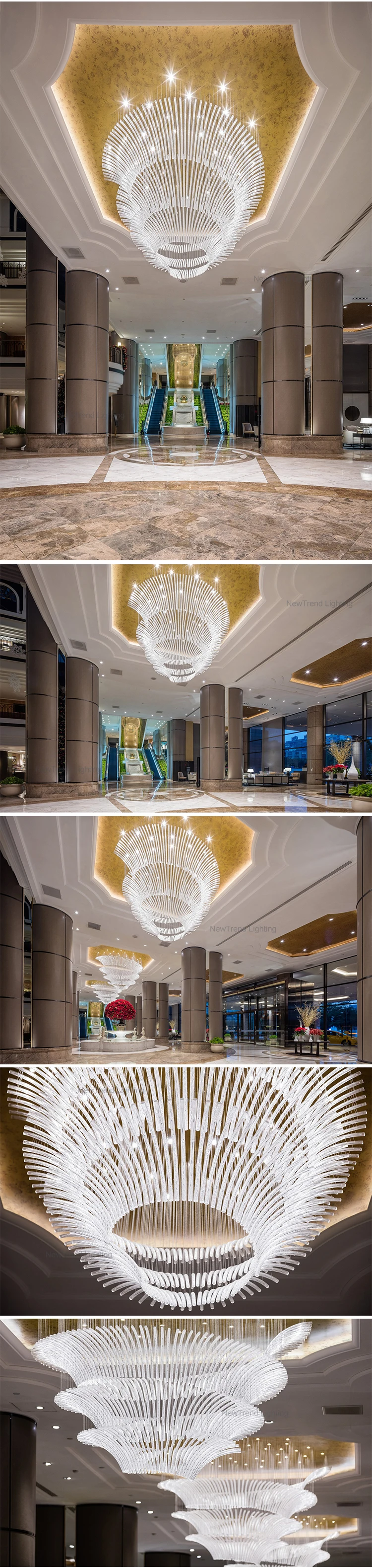 CPL-95 New Design Custom Made Decoration Lighting Luxury Large Hall Hotel Lobby Bespoke Glass Chandelier factory