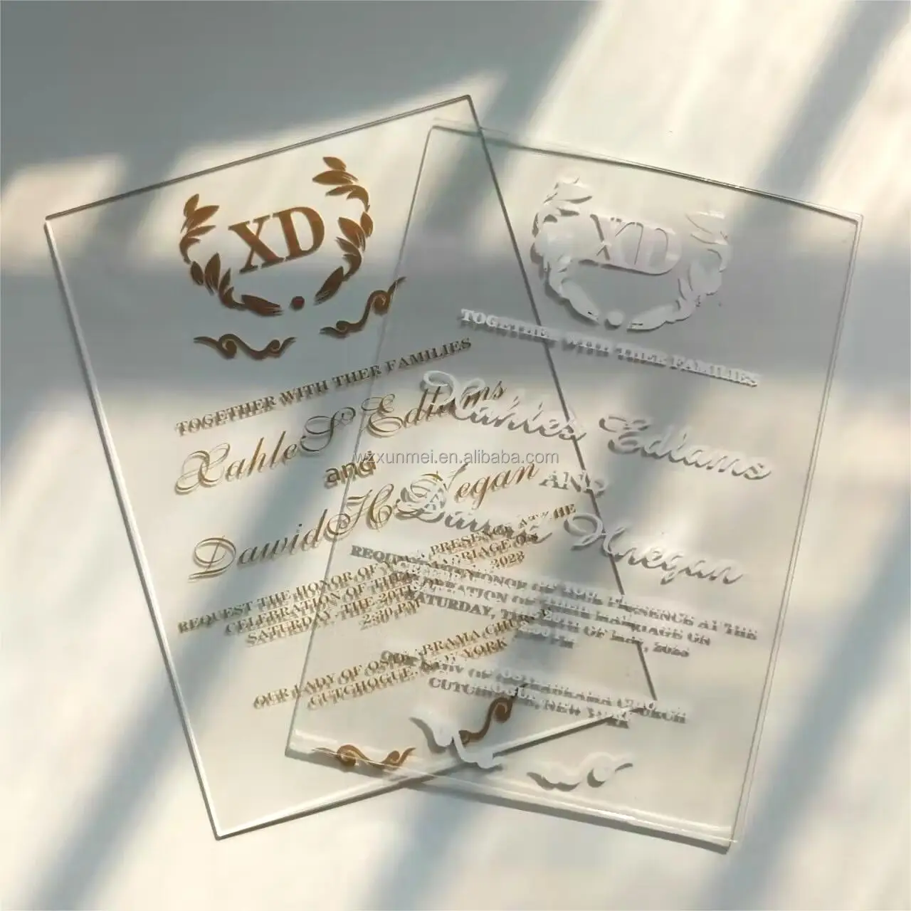 Custom Shape Clear Acrylic Wedding Invitation Card Luxury Transparent