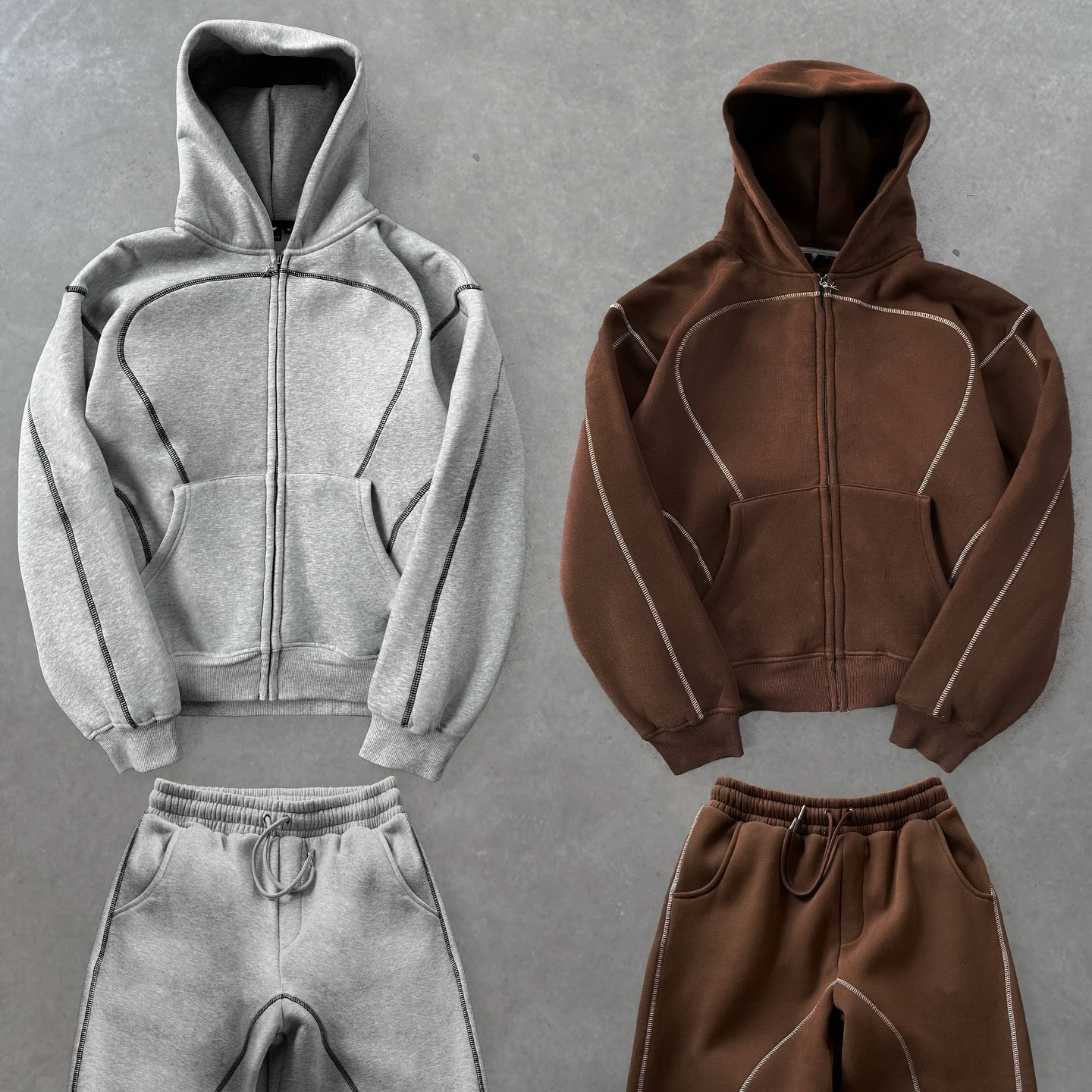 product custom sweatpants and hoodie set design oversized printing zip up hoodie 500gsm streetwear heavyweight 100 cotton for man-4