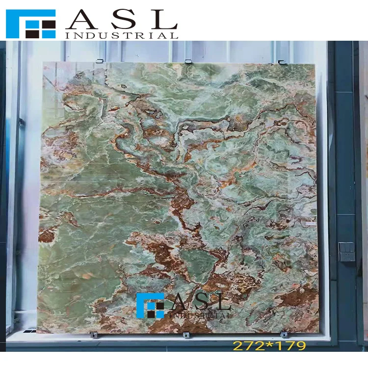 Natural stones large transparent green onyx tiles amethyst polish marble slabs wall book match translucent onyx