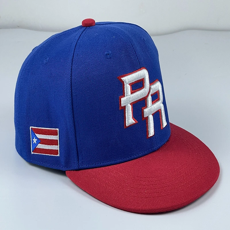 7-7 58 Blue Kaleid Puerto Rico World Game Classic National Adjustable Cap Embroidered Snapback Baseball Hat 
