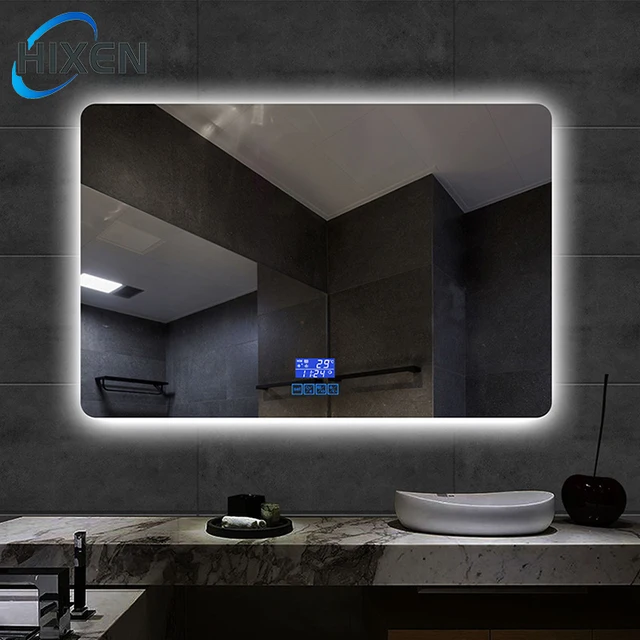 HIXEN 18-8B High Quality Rectangle Anti Fog Smart LED Light Vanity Switch Wall Bathroom Toilet Hotel Backlit Mirror