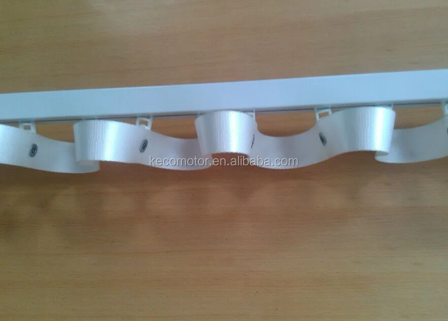 KECO s-wave curtain tape for ripple fold curtains with studs used in motorized curtain tracks and drapery rails