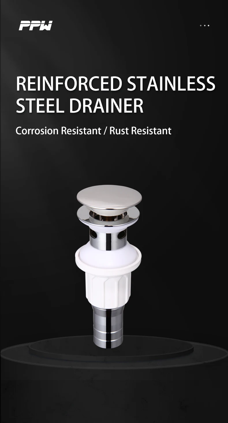 Modern Stainless Steel Pop-Up Drain Accessory for Hotels Serving Floor Basin Drain Copper Strainer Pop-Up Stopper for Bathroom factory