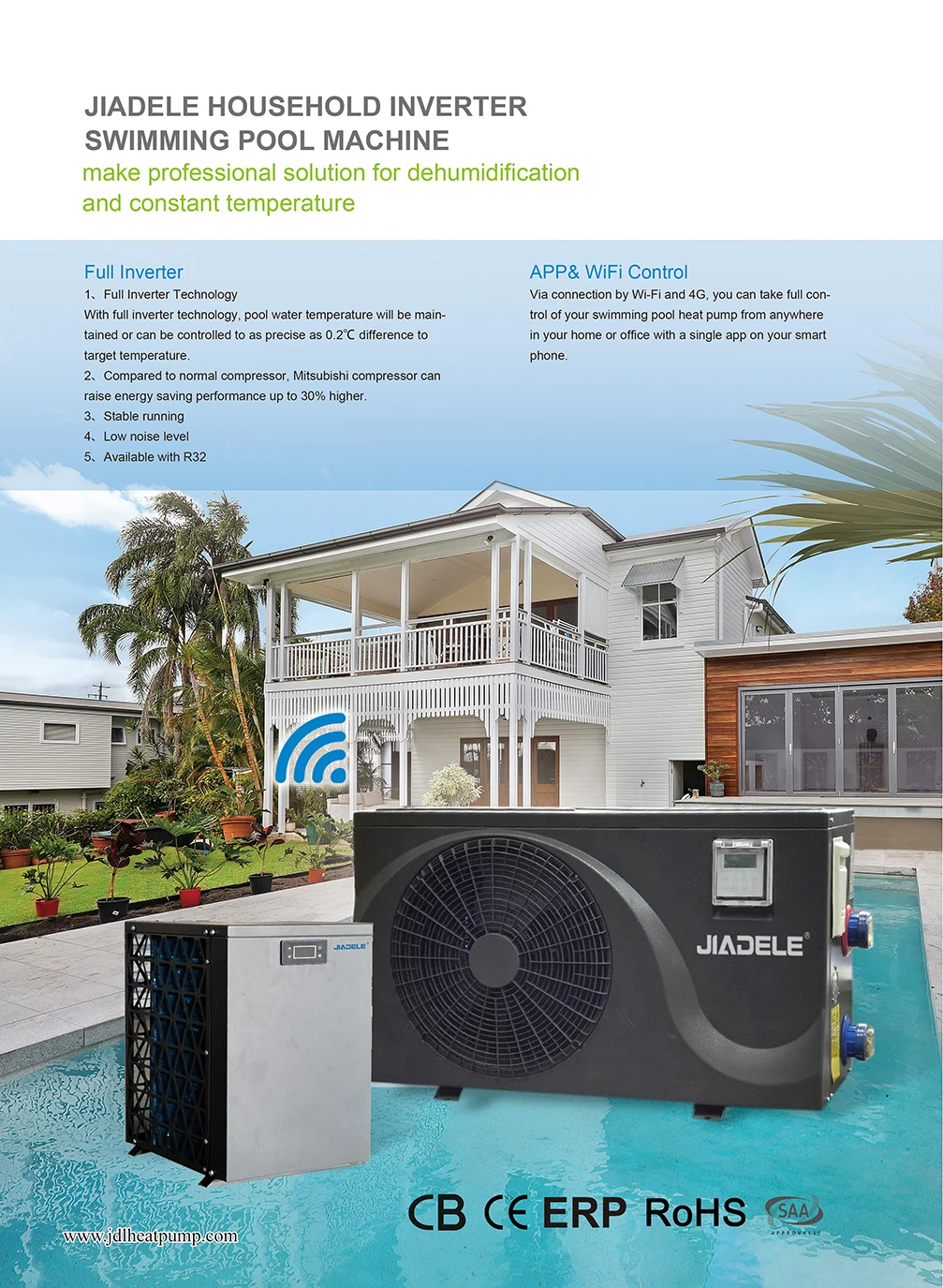 Water Heater, JIADELE, R32, Inverter, WIFI - detail 4