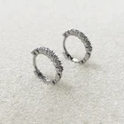 Silver Earrings Hoop Silver Supplier Wholesale Small Silver Earrings Shiny Zircon Hoop Earrings
