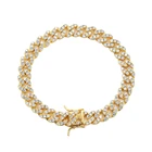 Jewelry Cz BB003 8mm 7inch 8inch Brass Iced Out Zircon Cuban Link Bracelet Bling Jewelry CZ Bracelet Hip Hop