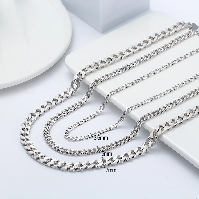 Jewellers Flat Curb Chain Thickness 1,7 mm from Real Silver 925 Sterling Silver New 
