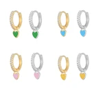 Hoop CANNER Factory Plated 18k Gold Pink Heart Earrings Hoop Earing Colored Jewelry 925 Silver