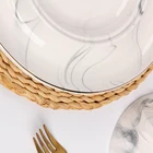 Plate Luxury Design Porcelain Marble Color Nut Shape Elegant Food Plate Dish With Cover