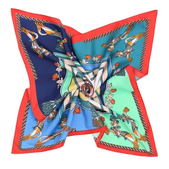 Wholesale oem cheap custom printed polyester satin bandana lady silk scarf for women