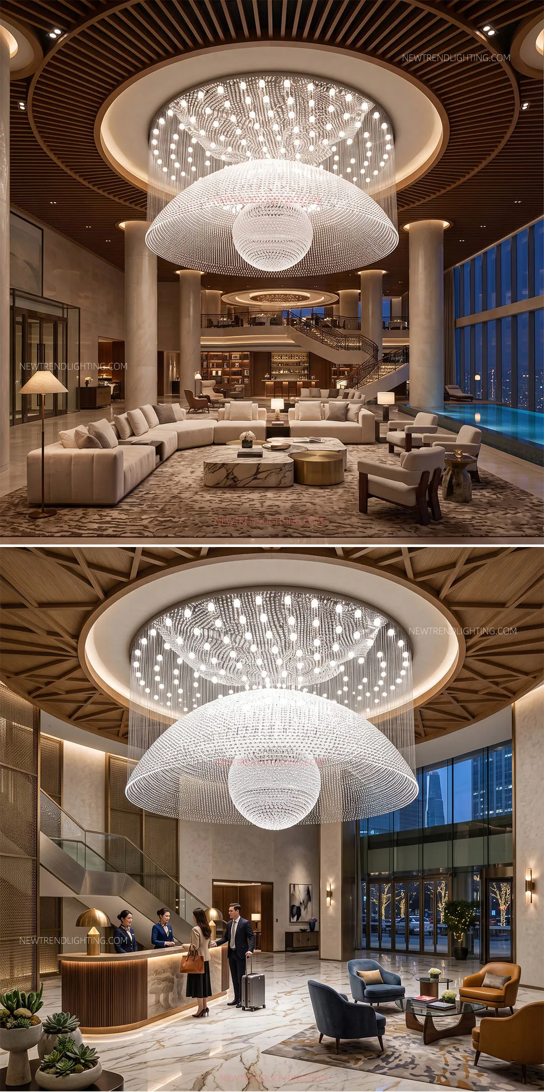 cpl 522 custom cascading crystal chandelier luxury architectural led lighting manufacturer for hospitality projects-2