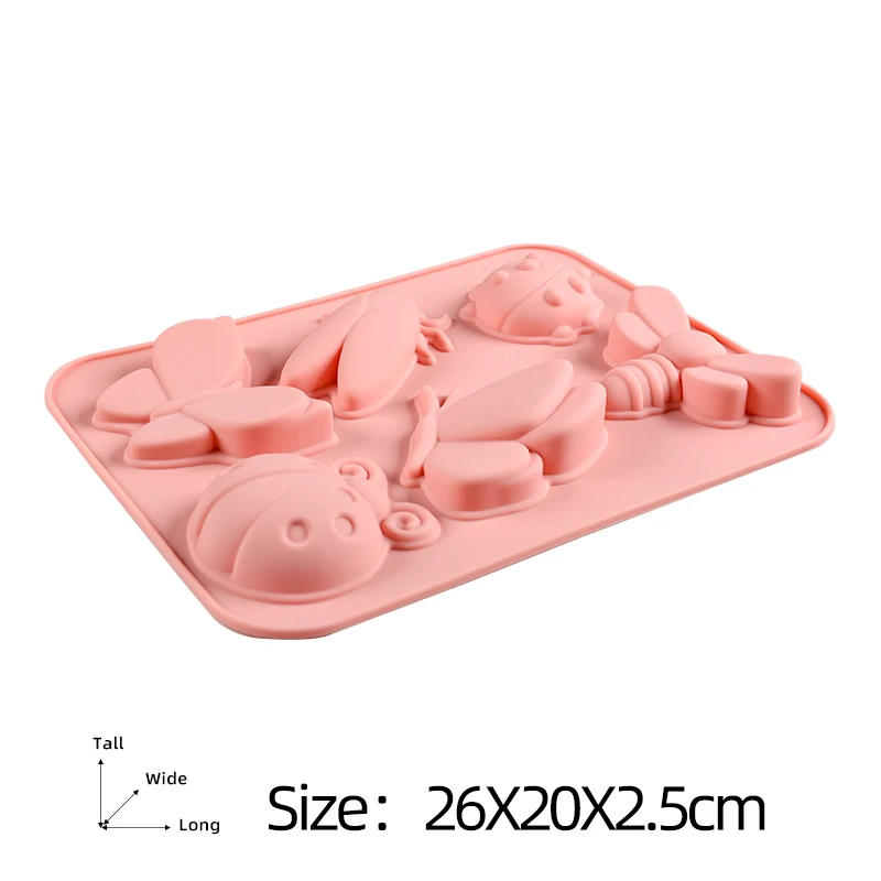 Great quality 6 cavity insect butterfly ladybug shape multi-color cake baking mould 3d soap mould
