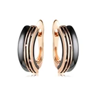 Earrings 2021 New Vintage Stud Earrings For Women CZ Crystal Black Ceramic Jewelry Fashion