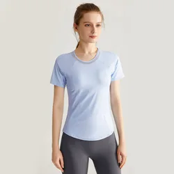 Factory Direct Slim-Fit Mesh Thin Style Quick Drying Beautiful Back Sport T-Shirt Yoga Short Sleeve Sportswear Yoga Tshirt