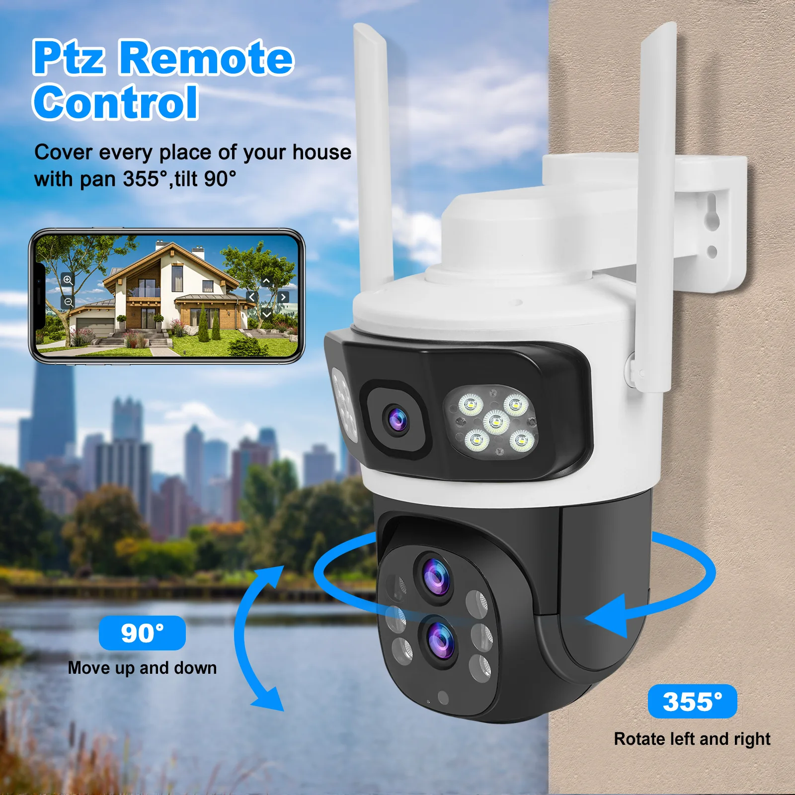 6MP Outdoor Network Camera 4G Wifi Solar Powered V380 Surveillance CCTV 4G SIM CARD Solar 10 X Digital Zoom Security Monitoring