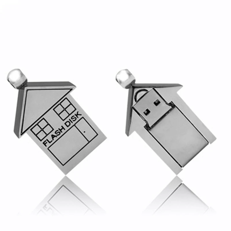 Full Capacity House Shape Usb Flash Drive Promotion Gift Usb Pendrive 3.0 OEM Logo Usb Stick with Metal Case - ANKUX.COM