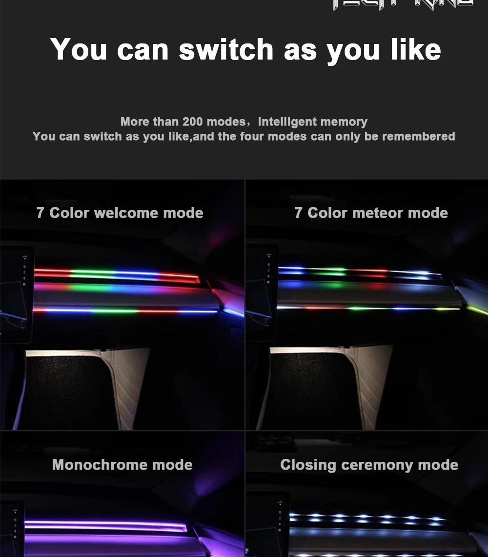 New, automotive fiber optic cold light RGBW 110cm mood lamp, hidden color APP acrylic voice-controlled music mood lamp