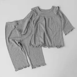 Ready to ship long sleeve outfits infant boy girl 2pcs toddler sets cotton baby clothing sets newborn baby clothes