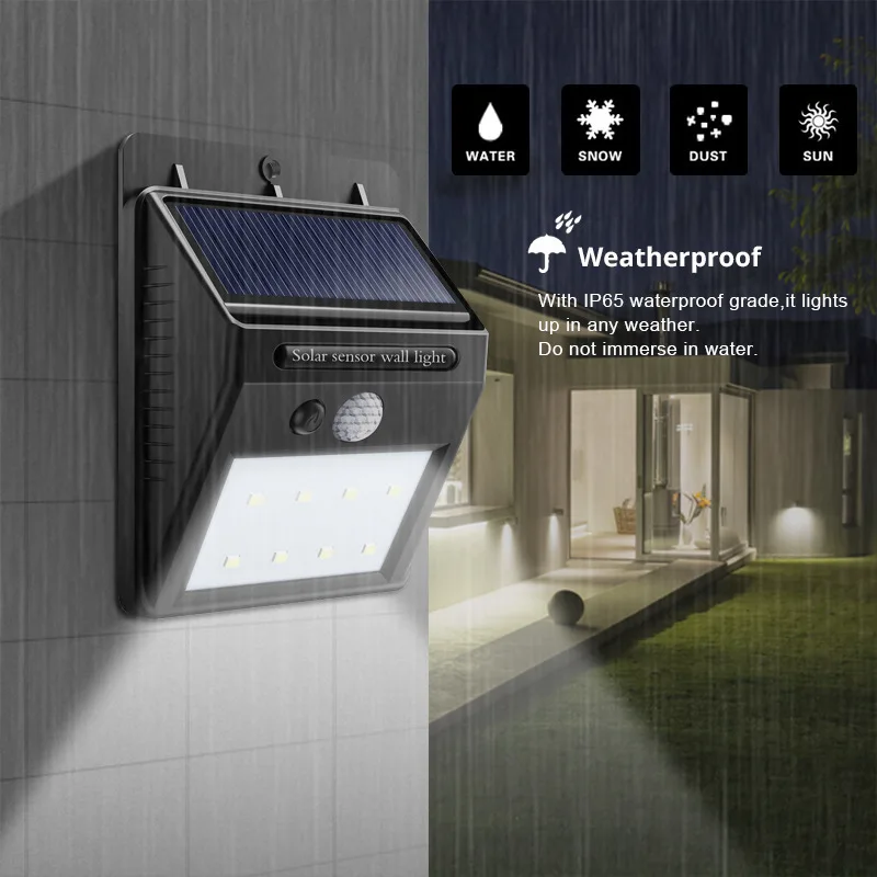 COYOLED Black Outdoor Wireless Solar Garden Lights IP65 luminaria Motion Sensor Light Led Wall Lamp Solar Wall Mounted Light