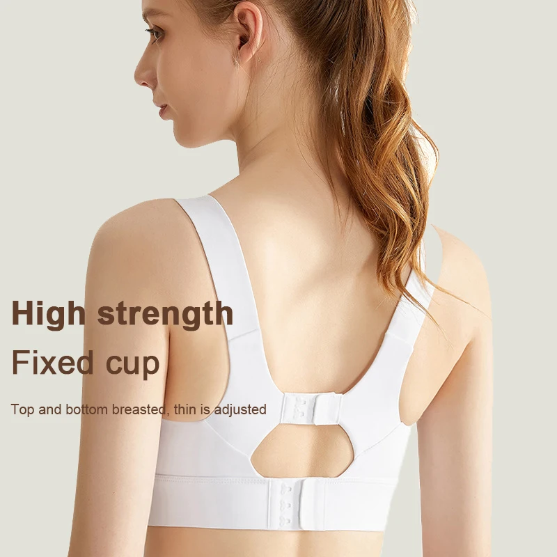 Vendors One-Piece Fixed Chest Pad Double-Row Adjustable Back Buckle High Impact Running Sport Bra High Support Adjustable